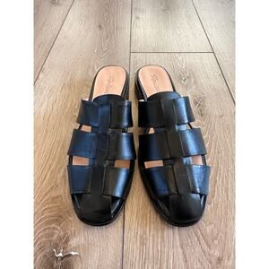 Madewell Boardwalk Woven Leather Slide Sandals Black Women's 7 New